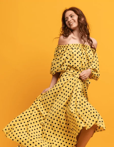 Yellow Floral One Shoulder Chiffon Dress
