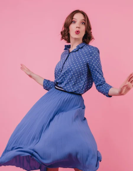 Blue smoked Solid Shirt Dress