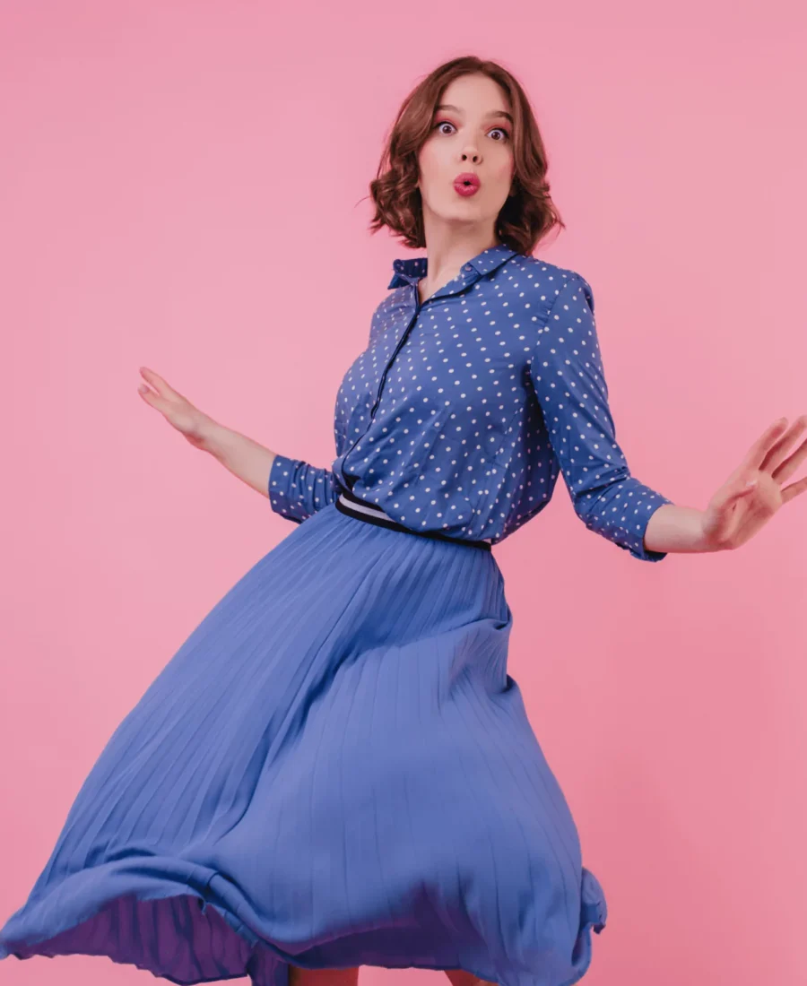 Blue smoked Solid Shirt Dress